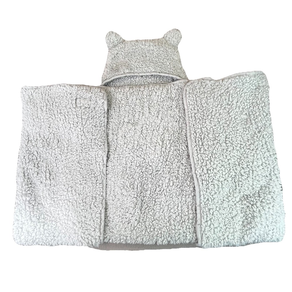 Ugg Hooded Sherpa Kids Throw Blanket Gray 40"Wx50"L  Soft Preowned - Picture 2 of 6